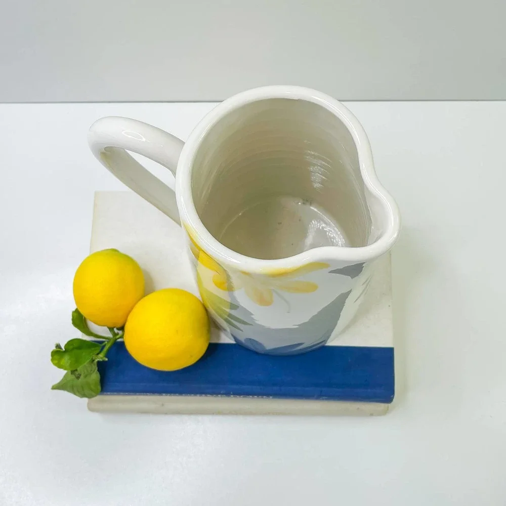 Sur La Table Ceramic Water Pitcher with multicolor leaves